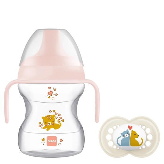 MAM Learn to Drink Cup and Dummy 6+ Months - Pink