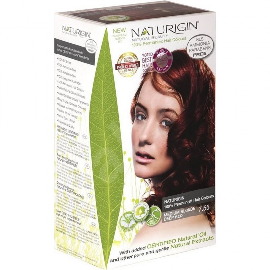 NATURIGIN - 7.55 MEDIUM BLONDE DEEP RED (PERMANENT HAIR COLOUR)